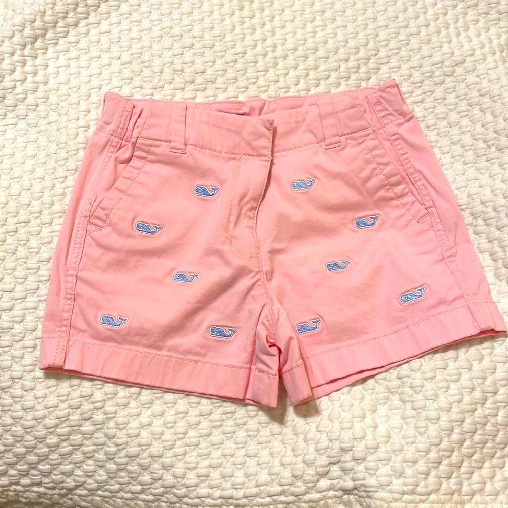 Vineyard vines little girls, size 7 pink shorts with whales